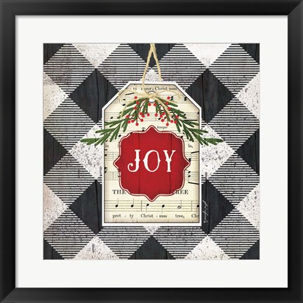 Framed Joy Christmas Plaid Print