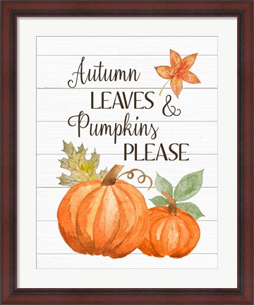 Framed Autumn Leave and Pumpkins Please Print