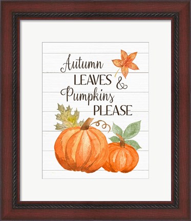 Framed Autumn Leave and Pumpkins Please Print