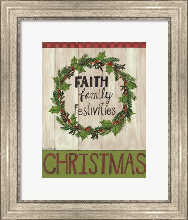 Framed Faith Family Festivities Wreath Print