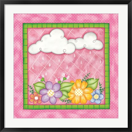 Framed Clouds &amp; Flowers Print