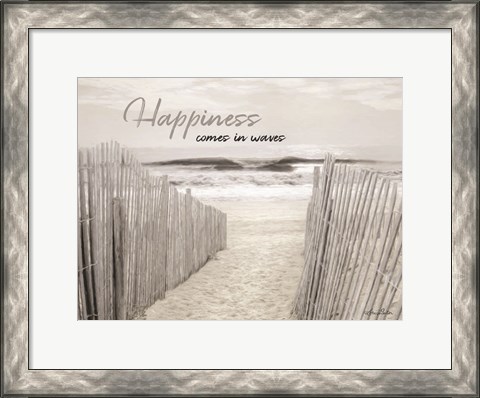 Framed Happiness Comes in Waves Print