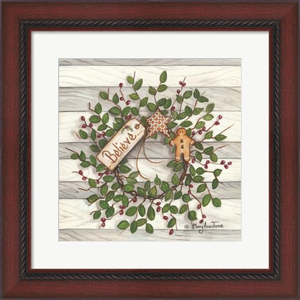 Framed Believe Wreath Print