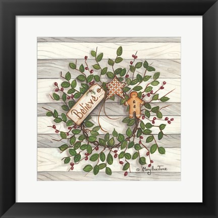 Framed Believe Wreath Print