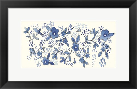 Framed Scattered Blue Flowers Print