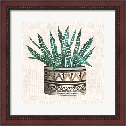 Framed Cactus Mud Cloth Vase III Print