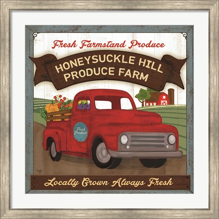 Framed Honeysuckle Hill Produce Farm Print