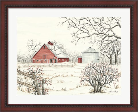 Framed Winter Barn Print