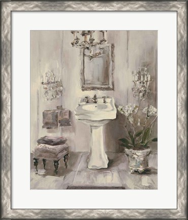 Framed French Bath III Gray Print