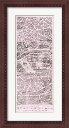 Framed Plan de Paris Panel on Wood v2 Blush Print