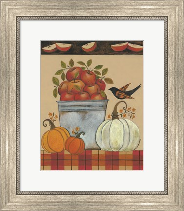 Framed Tin Bucket of Apples Print