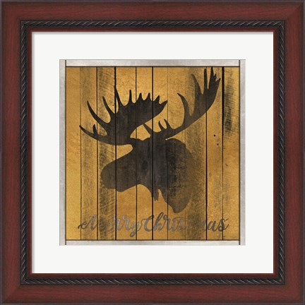 Framed Merry Christmas Moose Print