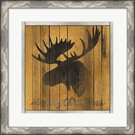 Framed Merry Christmas Moose Print