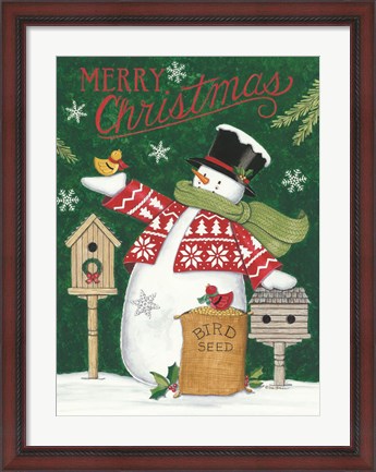 Framed Merry Christmas Snowman Print