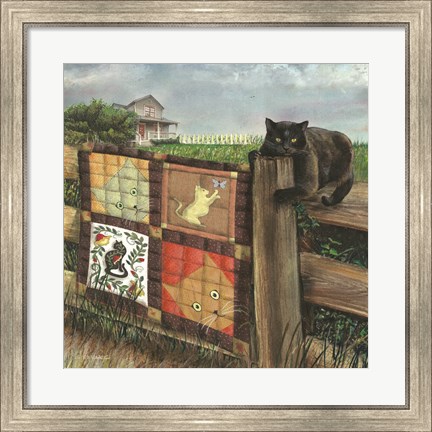 Framed Quilt Cat Print