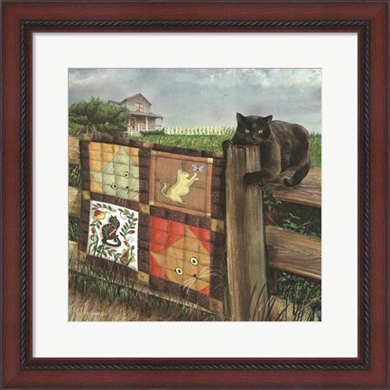 Framed Quilt Cat Print