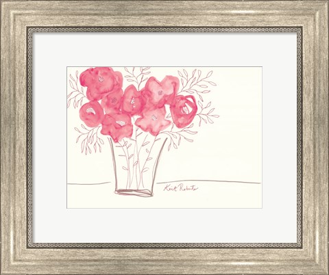 Framed Strawberry Jello Blooms Print