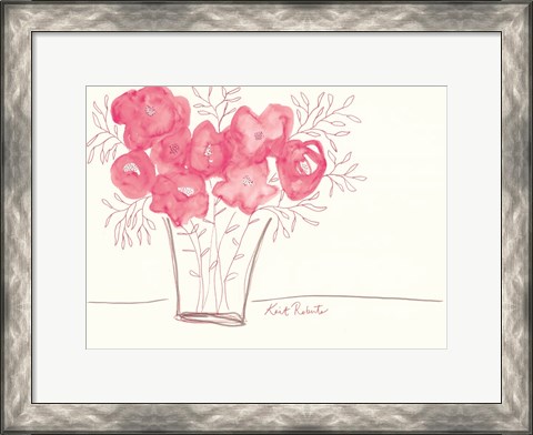 Framed Strawberry Jello Blooms Print