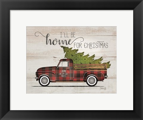 Framed Home for Christmas Vintage Truck Print