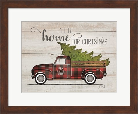 Framed Home for Christmas Vintage Truck Print