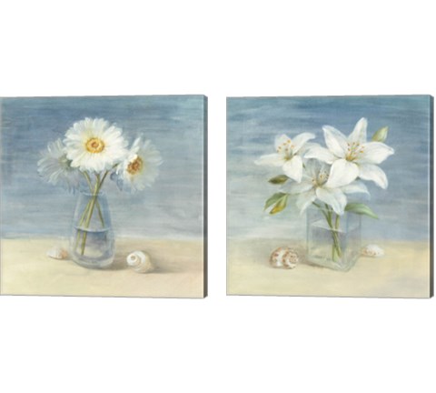 Flowers and Shells 2 Piece Canvas Print Set by Danhui Nai