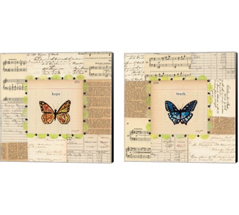 Truth & Hope Butterfly 2 Piece Canvas Print Set by Courtney Prahl