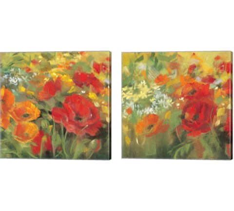 Oriental Poppy Field 2 Piece Canvas Print Set by Carol Rowan