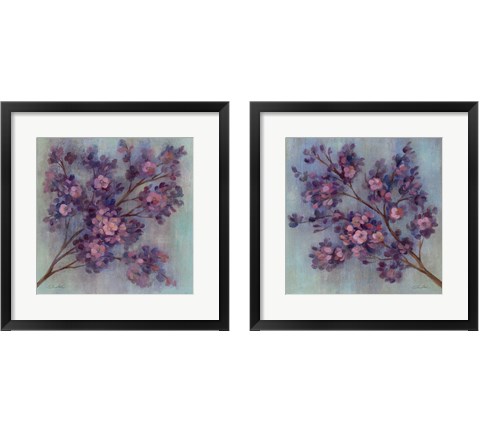 Twilight Cherry Blossoms 2 Piece Framed Art Print Set by Silvia Vassileva