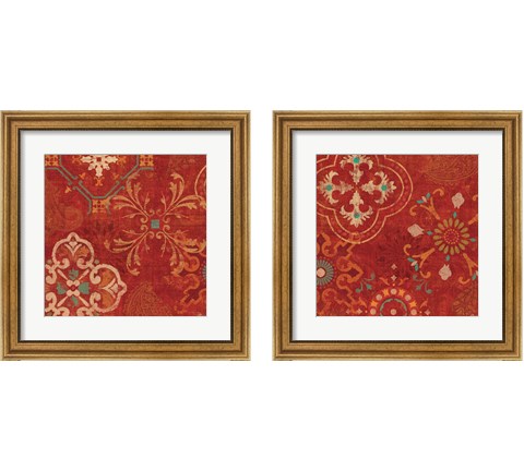 Crimson Stamps 2 Piece Framed Art Print Set by Pela Studio