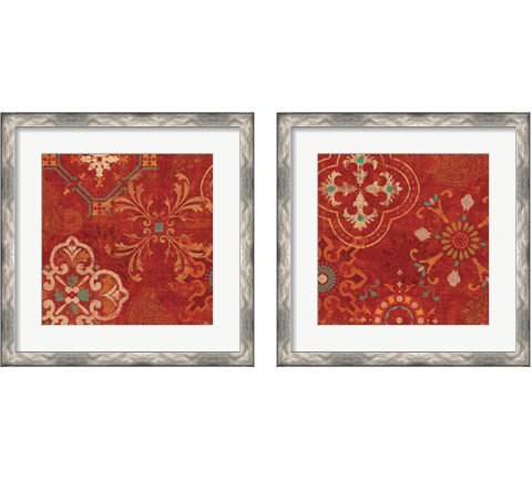 Crimson Stamps 2 Piece Framed Art Print Set by Pela Studio