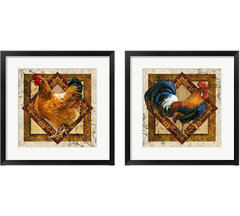 Hen & Rooster 2 Piece Framed Art Print Set by Janet Stever