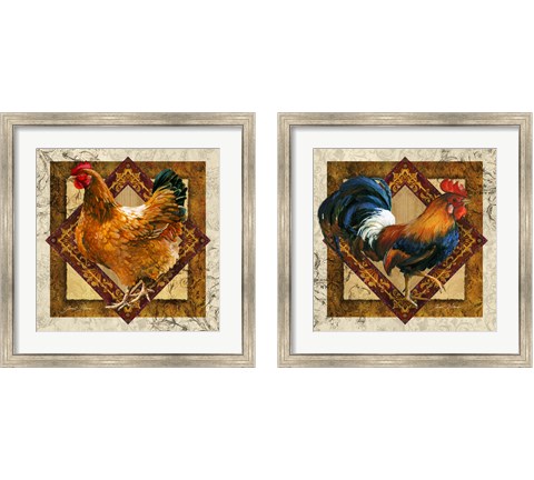 Hen & Rooster 2 Piece Framed Art Print Set by Janet Stever