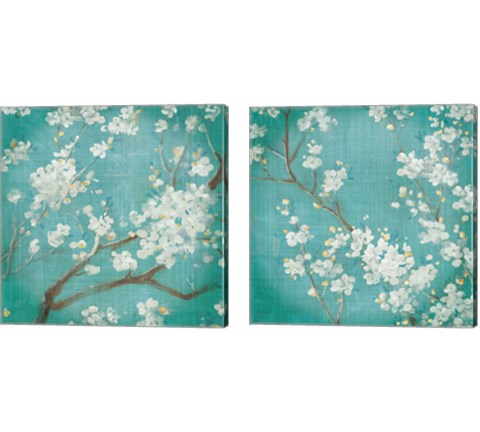 White Cherry Blossoms 2 Piece Canvas Print Set by Danhui Nai