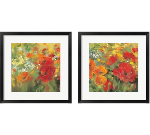 Oriental Poppy Field 2 Piece Framed Art Print Set by Carol Rowan