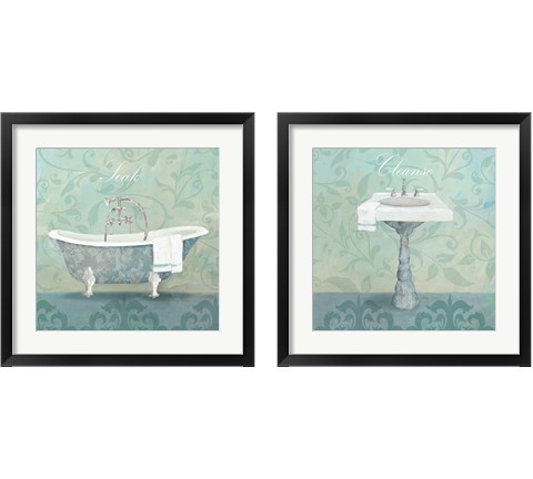 Damask Bathroom 2 Piece Framed Art Print Set by Avery Tillmon
