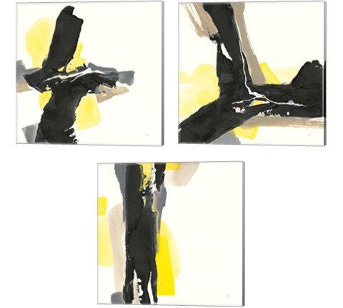 Black and Yellow 3 Piece Canvas Print Set by Chris Paschke