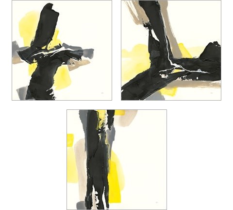 Black and Yellow 3 Piece Art Print Set by Chris Paschke