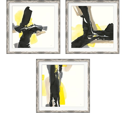 Black and Yellow 3 Piece Framed Art Print Set by Chris Paschke