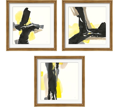 Black and Yellow 3 Piece Framed Art Print Set by Chris Paschke