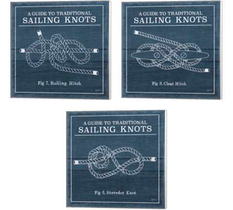 Vintage Sailing Knots 3 Piece Canvas Print Set by Mary Urban