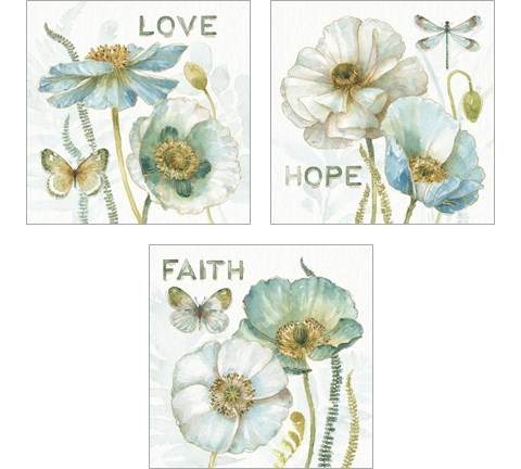 My Greenhouse Flowers Faith, Hope & Love 3 Piece Art Print Set by Lisa Audit