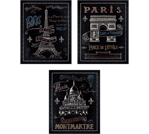Travel to Paris 3 Piece Art Print Set by Daphne Brissonnet