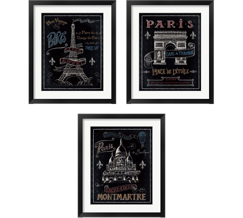 Travel to Paris 3 Piece Framed Art Print Set by Daphne Brissonnet