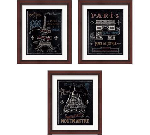 Travel to Paris 3 Piece Framed Art Print Set by Daphne Brissonnet