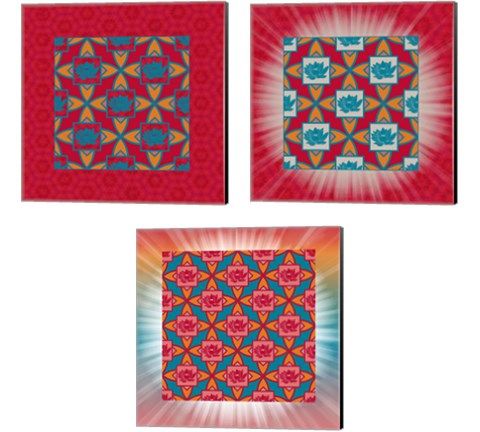 Lotus Tile Color 3 Piece Canvas Print Set by Ramona Murdock