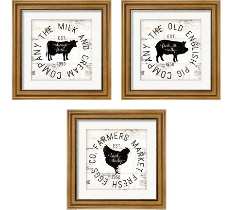 Rustic Farm Signs - Black 3 Piece Framed Art Print Set by Jennifer Pugh