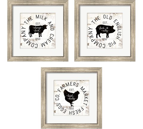 Rustic Farm Signs - Black 3 Piece Framed Art Print Set by Jennifer Pugh
