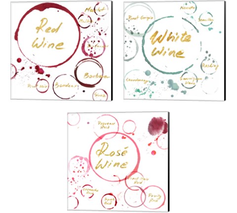 Wine Rings 3 Piece Canvas Print Set by Posters International Studio