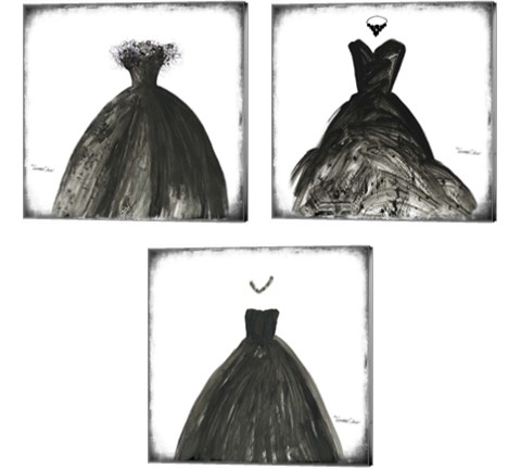 Black Dress 3 Piece Canvas Print Set by Tamara Cohen