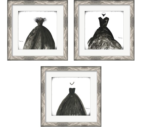 Black Dress 3 Piece Framed Art Print Set by Tamara Cohen